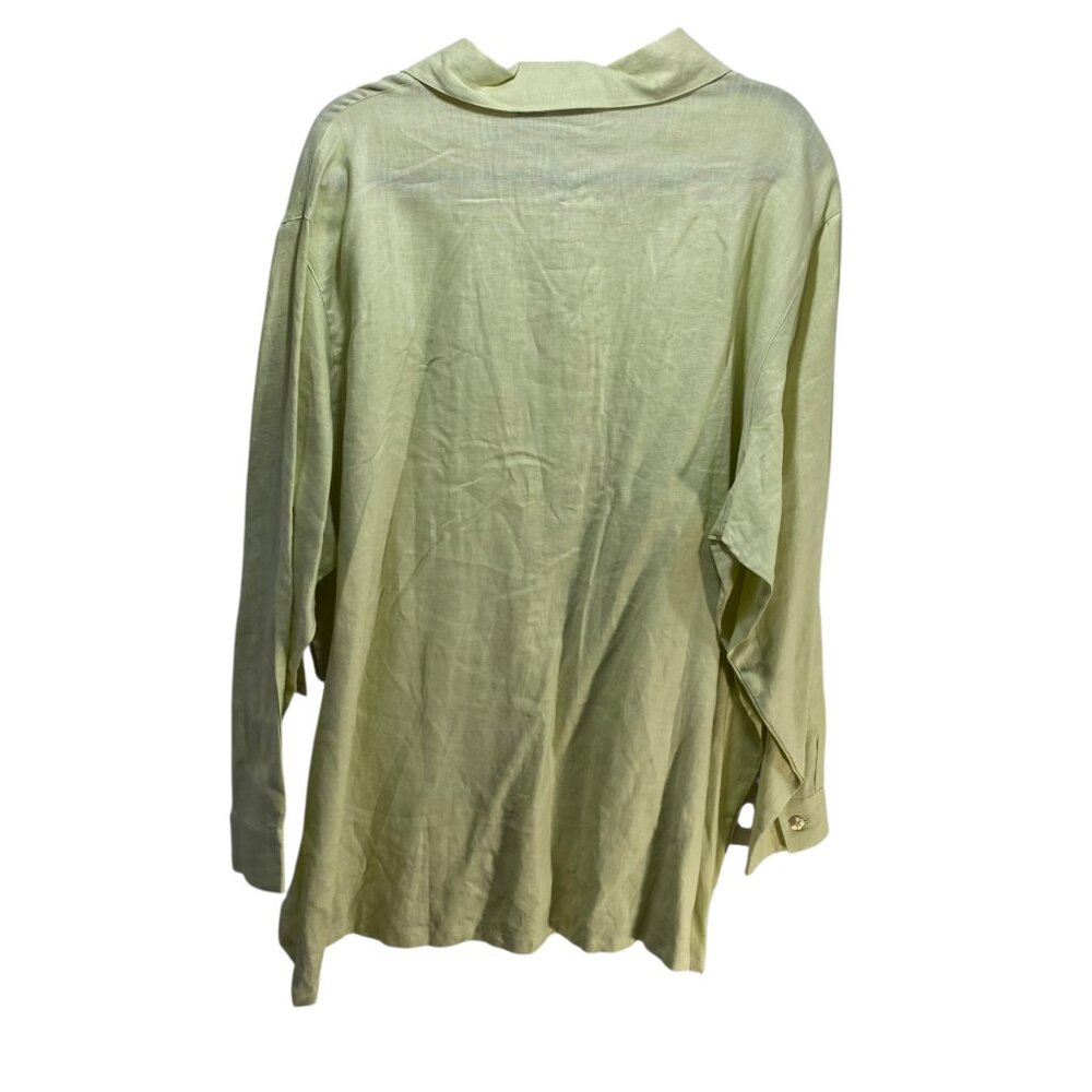 100%‎ Linen Top Tunic Button Up Shirt Womens 2X New Leaf Mother Pearl Buttons - Picture 3 of 8